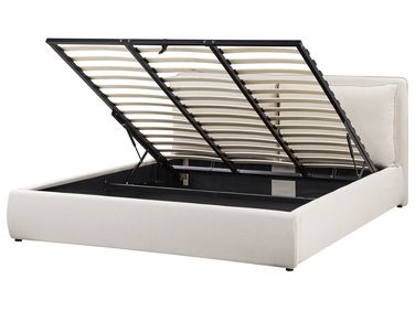 Ottoman Bed BAJONNA Fabric Beige 180 x 200 cm (EU Super King)
