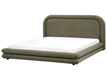 Bed Faux Linen LAVARDENS 180 x 200 cm (EU Super King) Green