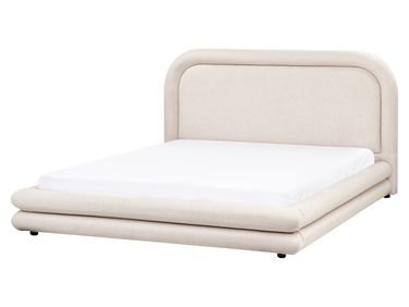 Waterbed Faux Linen LAVARDENS 160 x 200 cm (EU King Size) Light Beige