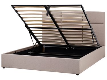 Bett mit Stauraum LAGORD Stoff Taupe 160 x 200 cm