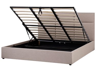 Bett mit Stauraum LAGORD Stoff Taupe 180 x 200 cm