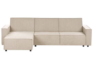 Eckschlafsofa 3-Sitzer ROMEDAL II Stoff Beige rechtsseitig