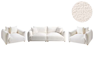 Living Room Set 5 Seater LUVOS Boucle Off-White