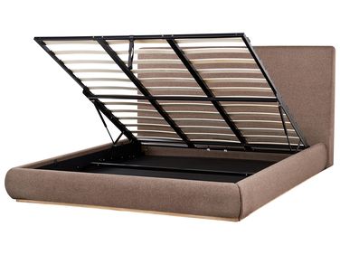 Bett mit Stauraum CAMPAGNE Stoff Dunkelbraun 180 x 200 cm