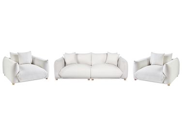 Living Room Set 5 Seater LUVOS Fabric Off-White