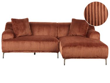 Ecksofa STENUM Cord Braun linksseitig