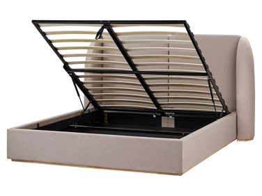Ottoman Bed MONESTIER Fabric Taupe 160 x 200 cm (EU King Size)