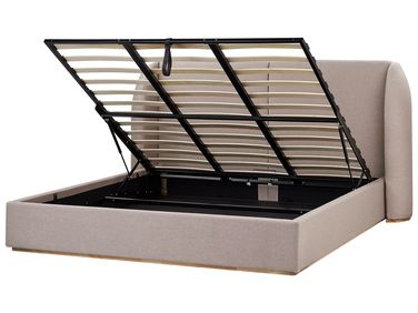 Ottoman Bed MONESTIER Fabric Taupe 180 x 200 cm (EU Super King)