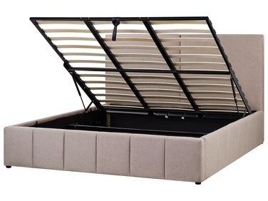 Ottoman Bed CASTELNAVET Fabric Taupe 180 x 200 cm (EU Super King)