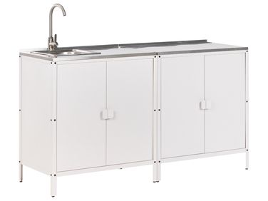 Outdoor-Küche 2er Set mit Spüle VILAMA Weiß Metall