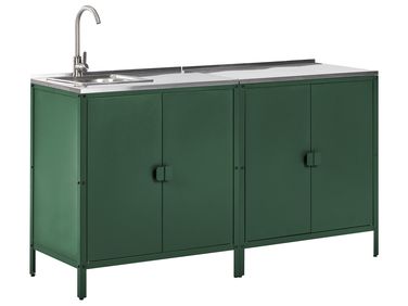 Outdoor-Küche 2er Set mit Spüle VILAMA Grün Metall