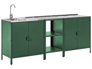 3 Piece Outdoor Kitchen Set with Sink VILAMA Green Metal