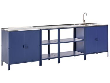 4 Piece Outdoor Kitchen Set with Sink VILAMA Blue Metal