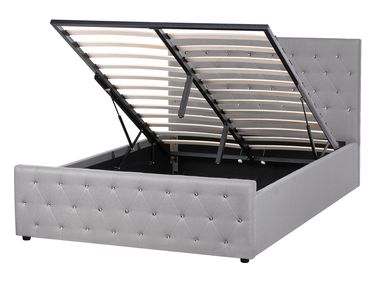 Ottoman Bed AMIENS Fabric Light Grey 140 x 200 cm (EU Double)