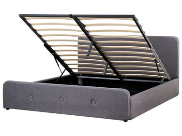 Ottoman Bed RENNES Fabric Dark Grey 180 x 200 cm (EU Super King)