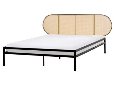 Bett mit Lattenrost Polyrattan BOULIN 160 x 200 cm Schwarz