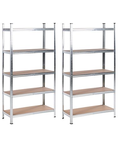 Garagenregal 2er Set XITTA Metall 180 cm 90 cm Silber