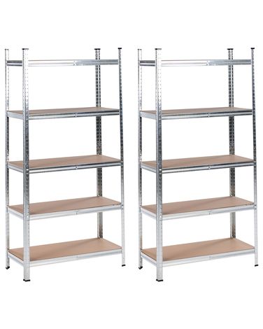 Garagenregal 2er Set XITTA Metall 150 cm 75 cm Silber