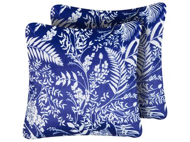 Gartenkissen 2er Set GLIMMER Pflanzenmuster 45 x 45 cm Blau