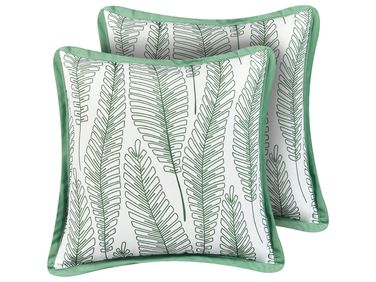 Gartenkissen 2er Set MEADOW Pflanzenmuster 45 x 45 cm Grün
