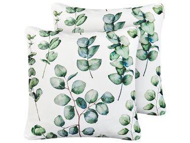 Gartenkissen 2er Set BOSQUE Pflanzenmuster 45 x 45 cm Grün
