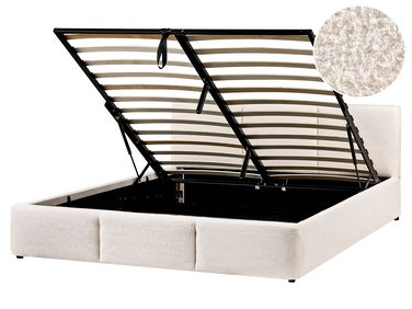 Ottoman Bed BOUSSE Boucle Off-White 160 x 200 cm (EU King Size)