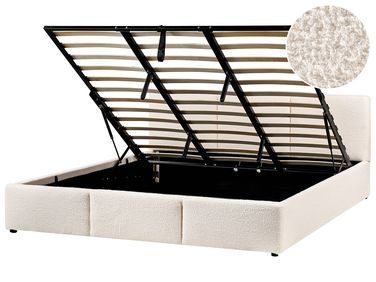 Ottoman Bed BOUSSE Boucle Off-White 180 x 200 cm (EU Super King)