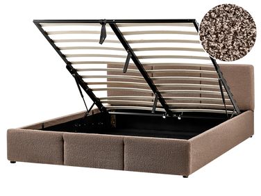 Ottoman Bed BOUSSE Boucle Taupe 160 x 200 cm (EU King Size)