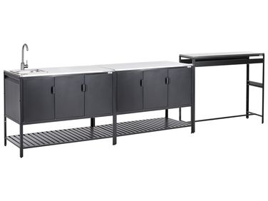 3 Piece Outdoor Kitchen Set with Sink MAENZA Black Metal