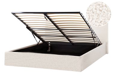 Ottoman Bed ORBEY Boucle Off-White 140 x 200 cm (EU Double)