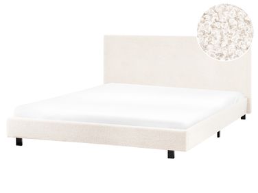Bed Boucle ALBI 160 x 200 cm (EU King Size) Off-White