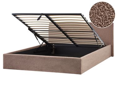 Ottoman Bed ORBEY Boucle Brown 160 x 200 cm (EU King Size)