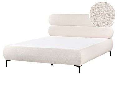 Bed Boucle LESSAY 160 x 200 cm (EU King Size) Off-White