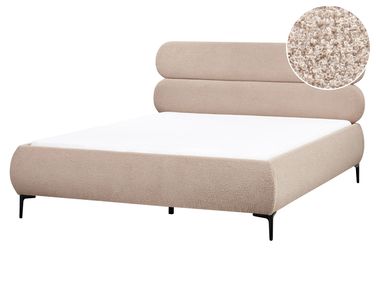 Bett mit Lattenrost Bouclé LESSAY 160 x 200 cm Taupe