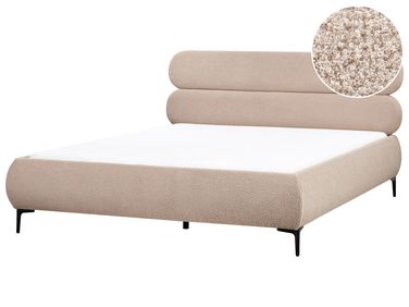 Bett mit Lattenrost Bouclé LESSAY 180 x 200 cm Taupe