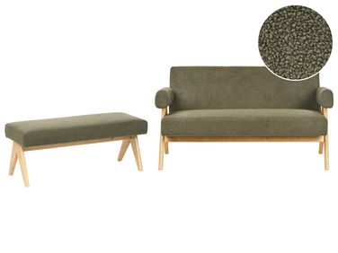 Living Room Set TAMRE Boucle Green/ Light Brown