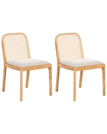 Esszimmerstuhl 2er Set EDINA Stoff Hellbraun / Beige