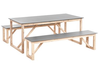 Garden Dining Set with Benches NOTTERI Grey Concrete