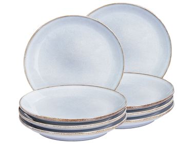 Dessertteller 8er Set JUNIPER Steinzeug Hellblau