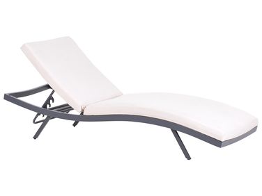 Sun Lounger with Cushion AMELIA Reclining Metal Light Beige