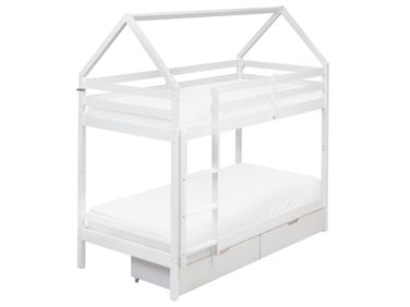 Hochbett mit Schubladen TERNAS Kiefernholz Weiß 90 x 200 cm mit Stauraum