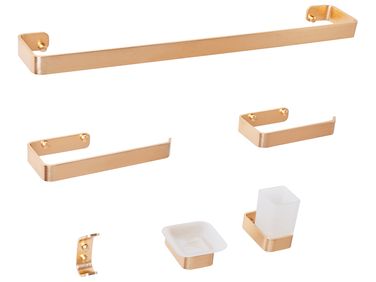 Badezimmerhalter Set 6-teilig ZORRITOS mit Handtuchstangen und -haken Metall Gold