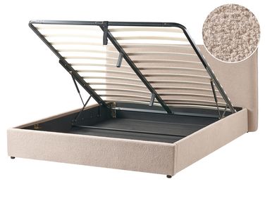 Ottoman Bed LAVAUR Boucle Taupe 160 x 200 cm (EU King Size)