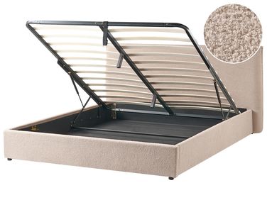 Ottoman Bed LAVAUR Boucle Taupe 180 x 200 cm (EU Super King)