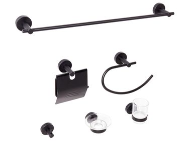 Badezimmerhalter Set 6-teilig ZARUMA mit Handtuchstangen und -haken Schwarz