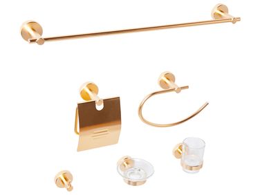 Badezimmerhalter Set 6-teilig ZARUMA mit Handtuchstangen und -haken Gold