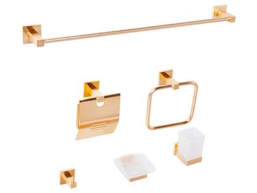 Badezimmerhalter Set 6-teilig UVITA mit Handtuchstangen und -haken Gold