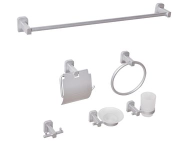 Badezimmerhalter Set 6-teilig POCONE mit Handtuchstangen und -haken Silber