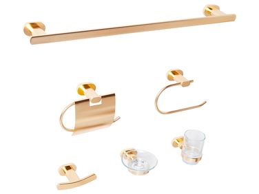 Badezimmerhalter Set 6-teilig TOCOPILLA mit Handtuchstangen und -haken Gold