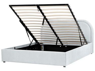 Bett mit Stauraum QUILLIEN Chenillegewebe Hellblau 140 x 200 cm